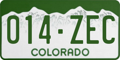 CO license plate 014ZEC