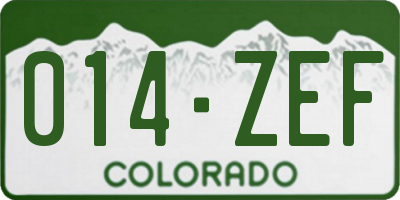 CO license plate 014ZEF