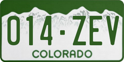 CO license plate 014ZEV