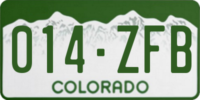 CO license plate 014ZFB