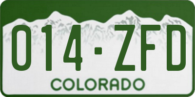 CO license plate 014ZFD