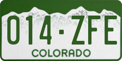 CO license plate 014ZFE