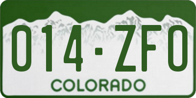 CO license plate 014ZFO