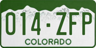 CO license plate 014ZFP