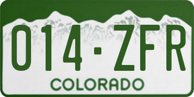 CO license plate 014ZFR