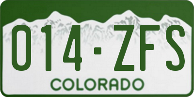 CO license plate 014ZFS
