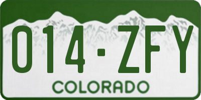 CO license plate 014ZFY