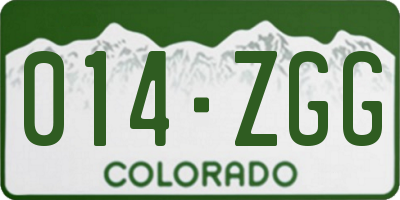 CO license plate 014ZGG