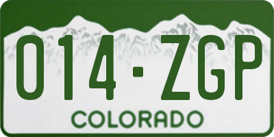 CO license plate 014ZGP