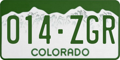 CO license plate 014ZGR