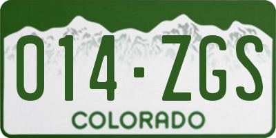 CO license plate 014ZGS