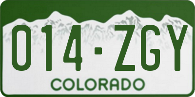CO license plate 014ZGY