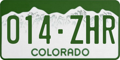 CO license plate 014ZHR