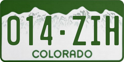 CO license plate 014ZIH