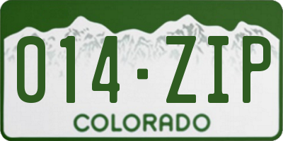 CO license plate 014ZIP