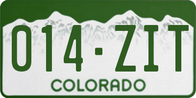 CO license plate 014ZIT