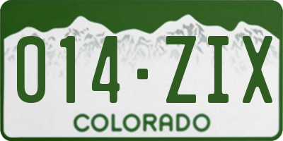 CO license plate 014ZIX