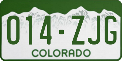 CO license plate 014ZJG