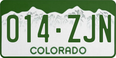 CO license plate 014ZJN