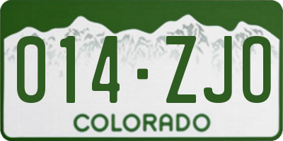 CO license plate 014ZJO