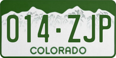 CO license plate 014ZJP