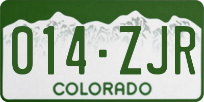 CO license plate 014ZJR