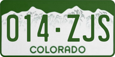 CO license plate 014ZJS