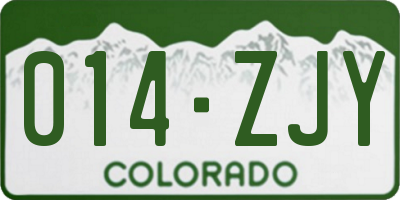 CO license plate 014ZJY