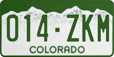 CO license plate 014ZKM
