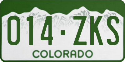 CO license plate 014ZKS