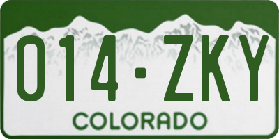 CO license plate 014ZKY