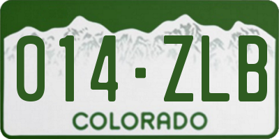 CO license plate 014ZLB