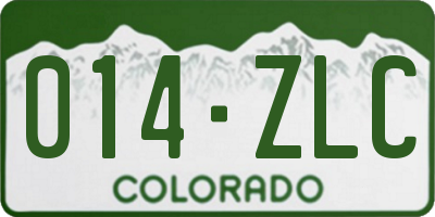 CO license plate 014ZLC