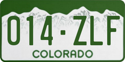 CO license plate 014ZLF