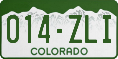 CO license plate 014ZLI