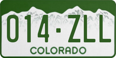 CO license plate 014ZLL