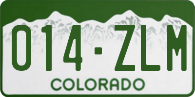 CO license plate 014ZLM