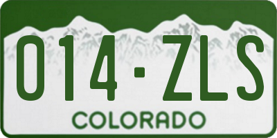CO license plate 014ZLS