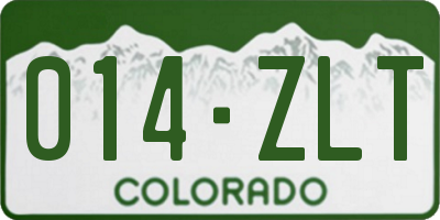 CO license plate 014ZLT