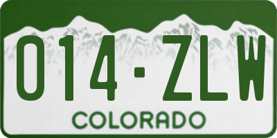 CO license plate 014ZLW