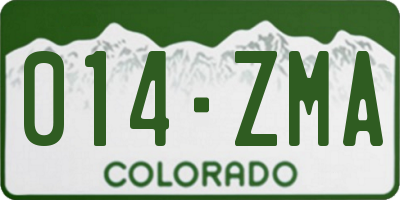 CO license plate 014ZMA