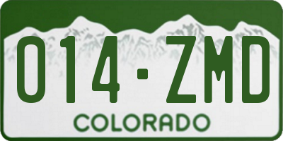 CO license plate 014ZMD