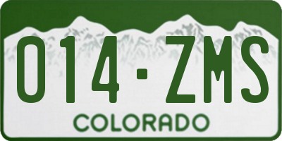 CO license plate 014ZMS