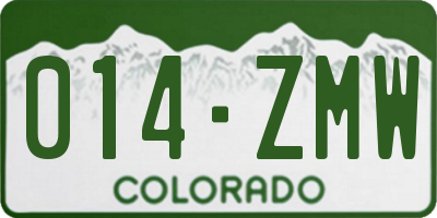 CO license plate 014ZMW