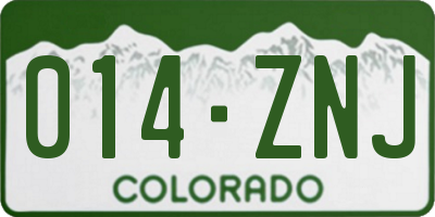 CO license plate 014ZNJ