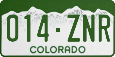 CO license plate 014ZNR