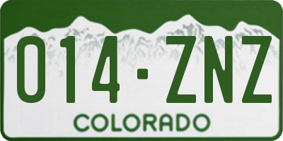 CO license plate 014ZNZ