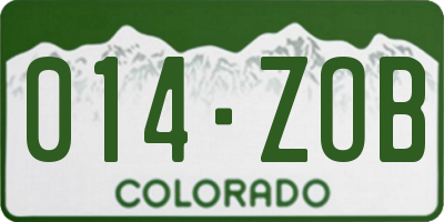 CO license plate 014ZOB