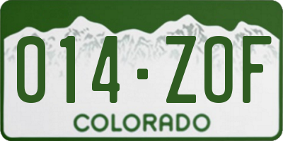 CO license plate 014ZOF