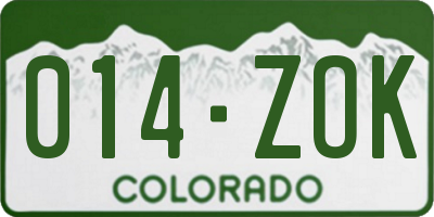CO license plate 014ZOK